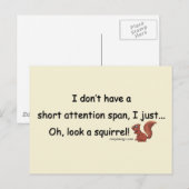 Carte Postale Écureuil à courte attention (Devant / Derrière)