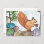 Carte postale écureuil aquarelle | Unique | Nature (Devant / Derrière)
