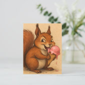 Carte Postale Écureuil au cône de crème glacée (Debout devant)