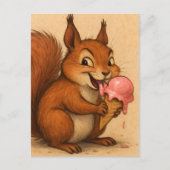 Carte Postale Écureuil au cône de crème glacée (Devant)