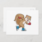 Carte Postale Écureuil au patinage sur glace avec des patins à g (Devant / Derrière)