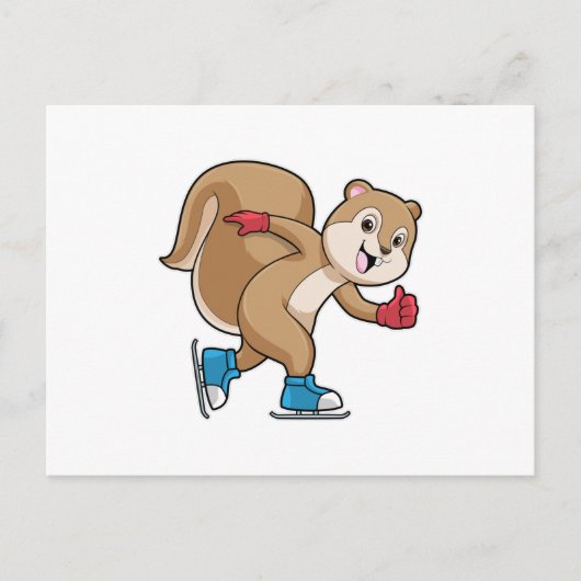 Carte Postale Écureuil au patinage sur glace avec des patins à g (Devant)