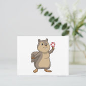 Carte Postale Écureuil au poker avec des jetons de poker (Debout devant)