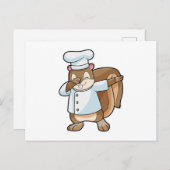 Carte Postale Écureuil cuisinier avec tablier de cuisine (Devant / Derrière)