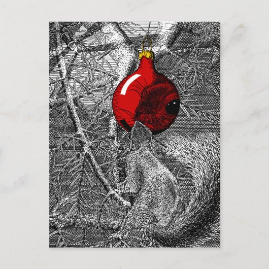 Carte Postale Écureuil dans l'arbre de Noël (Devant)