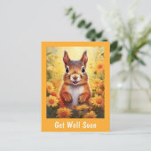 Carte Postale Écureuil dans les fleurs jaunes Cadeau de bon réta (Debout devant)