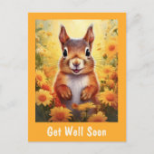 Carte Postale Écureuil dans les fleurs jaunes Cadeau de bon réta (Devant)