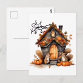 Carte Postale Écureuil d'automne Aquarelle générée par l'IA (Devant / Derrière)