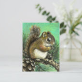 Carte Postale Écureuil de bébé et cônes (Debout devant)