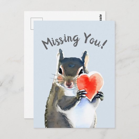 Carte Postale écureuil de bois vous manque (Devant / Derrière)