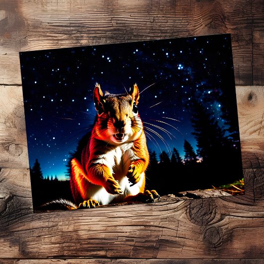 Carte Postale Écureuil de camping drôle, gros plan d'animal mign
