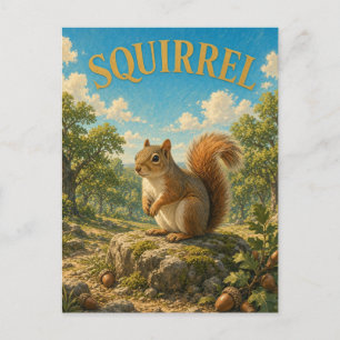 Carte Postale Écureuil du chêne grove aquarelle GeoSaga