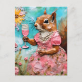 Carte Postale Écureuil en robe rose (Devant)