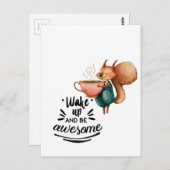 Carte Postale Écureuil Épatant au Réveil (Devant / Derrière)