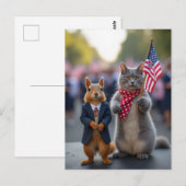 Carte Postale Écureuil et chat patriotiques (Devant / Derrière)