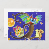 Carte Postale écureuil et hibou (Devant / Derrière)