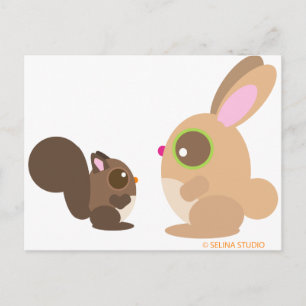 Carte Postale écureuil+lapin
