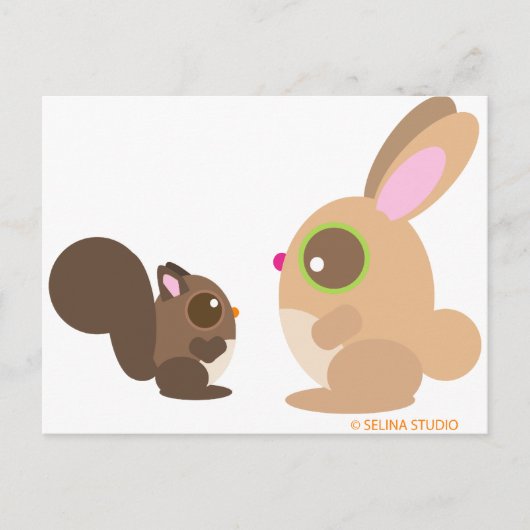 Carte Postale écureuil+lapin (Devant)
