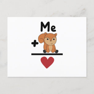 Carte Postale Écureuil Love Equation Forêt Animaux Coeur