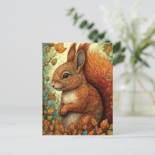 Carte Postale Écureuil mignon dans la forêt d'automne de Whimsic (Debout devant)