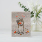 Carte Postale Écureuil personnalisé avec fleur pour fille d'anni (Debout devant)