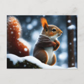 Carte Postale Écureuil reposant sur une Connexion hiver (Devant)