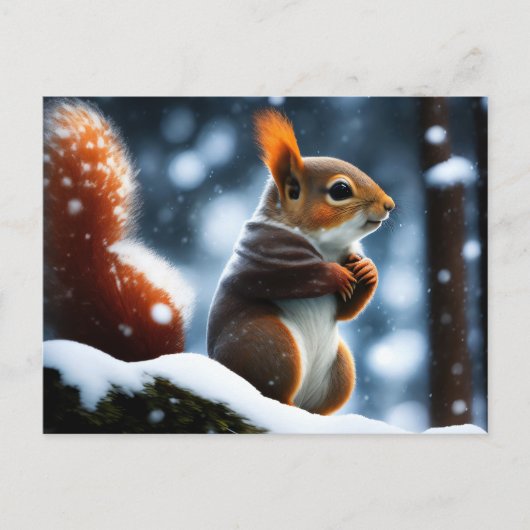 Carte Postale Écureuil reposant sur une Connexion hiver (Devant)