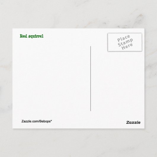 Carte Postale Écureuil rouge (Dos)