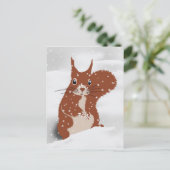 Carte Postale Écureuil rouge Hiver Snowflakes animal mignon (Debout devant)