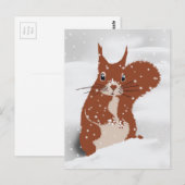 Carte Postale Écureuil rouge Hiver Snowflakes animal mignon (Devant / Derrière)