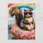 Carte Postale Écureuil sur le gazon flottant de la beigne dorée (Devant)