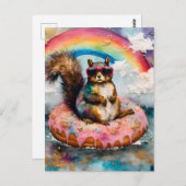 Carte Postale Écureuil sur le gazon flottant de l'ânesse Drôle V (Devant / Derrière)