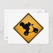 Carte Postale Écureuil sur Scooter (Devant / Derrière)