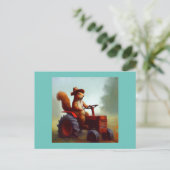 Carte Postale Écureuil sur un tracteur (Debout devant)