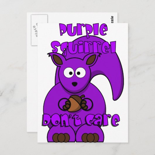 Carte Postale Écureuil Violet S'en Fiche (Devant / Derrière)