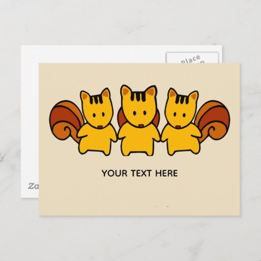 Carte Postale Écureuils Ajoutez Votre Propre Message Texte (Devant / Derrière)
