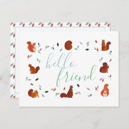 Carte Postale Écureuils mignons (Devant / Derrière)