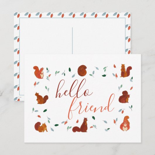 Carte Postale Écureuils mignons (Devant / Derrière)