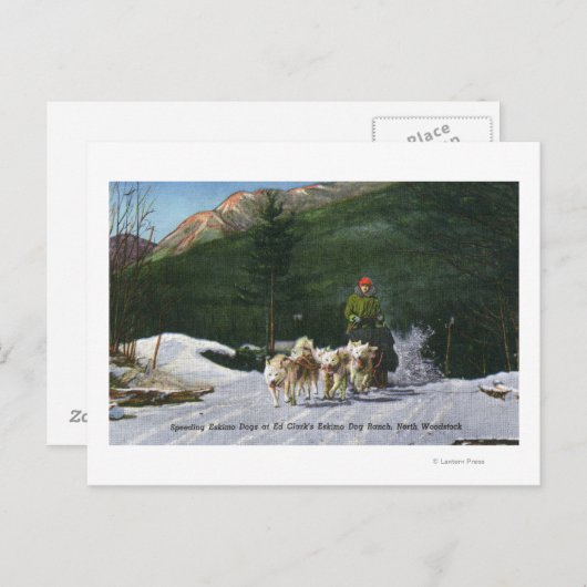 Carte Postale Ed Clark's Eskimo Dog Ranch, Dogsledding (Devant / Derrière)
