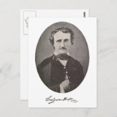 Carte Postale Edgar Allan Poe avec signature (Devant / Derrière)