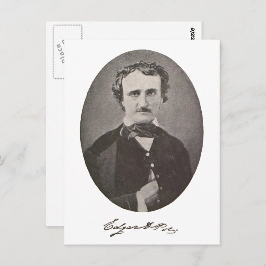 Carte Postale Edgar Allan Poe avec signature (Devant / Derrière)