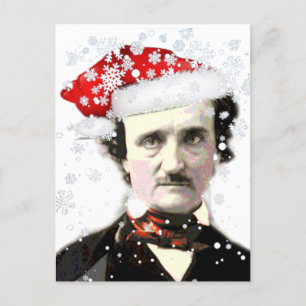 Carte Postale Edgar Allan Poe Casquette de Noël Snowflake