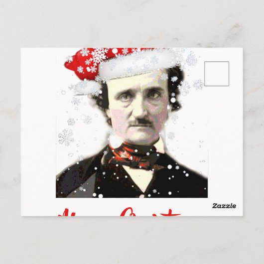 Carte Postale Edgar Allan Poe Casquette de Noël Snowflake (Dos)