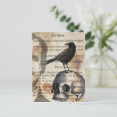 Carte Postale Edgar Allan Poe Le crâne corbeau et BIrd (Debout devant)
