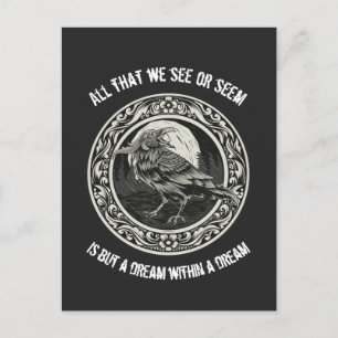 Carte Postale Edgar Allan Poe Poète Auteur Dream Raven Médallion