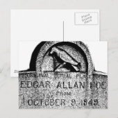 Carte Postale Edgar Allan Poe Tombstone. Images d'Halloween dépl (Devant / Derrière)