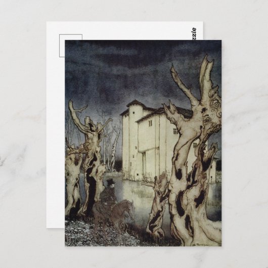 Carte Postale Edgar Allan Poe Usher tableau d'Arthur Rackham (Devant / Derrière)