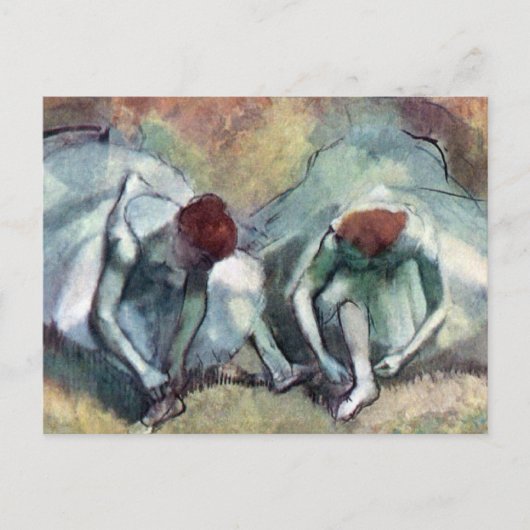 Carte Postale Edgar Degas - Danseurs de ballet Tying Chaussures (Devant)