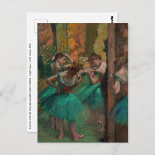 Carte Postale Edgar Degas - Danseurs, rose et vert