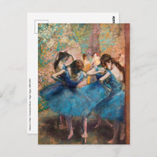 Carte Postale Edgar Degas - Danseuses en bleu (Devant / Derrière)
